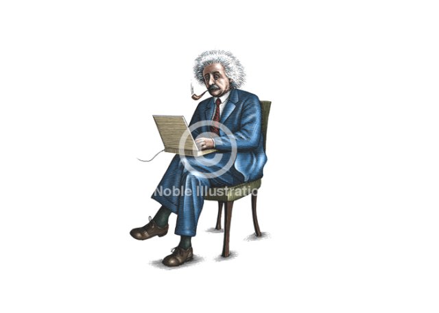 einstein with laptop 